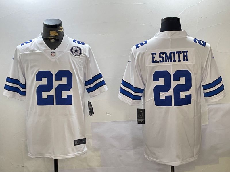 Men Dallas Cowboys 22 E.Smith White 2024 Nike Vapor Limited NFL Jersey style 4